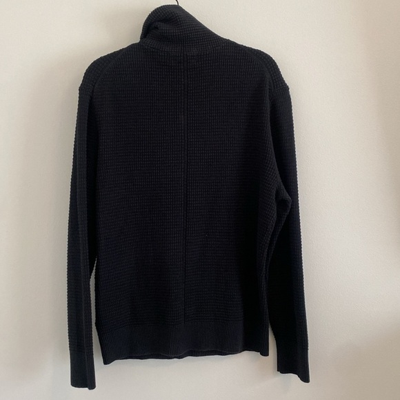 NWT Banana Republic Men's Cotton Waffle-Knit Half-Zip Sweater Black Size Large - Picture 9 of 11